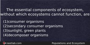 The Essential Components Of Ecosystem Without Which Ecosystems Cannot Function Biology Question