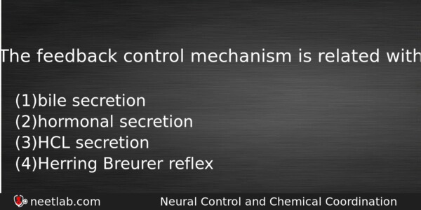 The Feedback Control Mechanism Is Related With Biology Question 