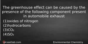 The Greenhouse Effect Can Be Caused By The Presence Of Chemistry Question