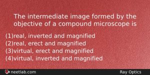 The Intermediate Image Formed By The Objective Of A Compound Physics Question