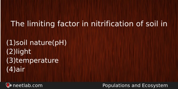 The Limiting Factor In Nitrification Of Soil In Biology Question 