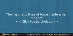 The Magnetic Lines Of Force Inside A Bar Magnet Physics Question