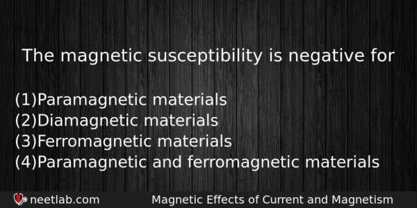 The Magnetic Susceptibility Is Negative For Physics Question 