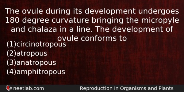 The Ovule During Its Development Undergoes 180 Degree Curvature Bringing Biology Question 