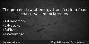 The Percent Law Of Energy Transfer In A Food Chain Biology Question