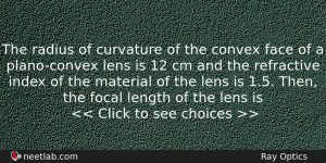 The Radius Of Curvature Of The Convex Face Of A Physics Question