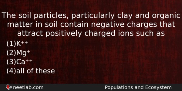 The Soil Particles Particularly Clay And Organic Matter In Soil Biology Question 