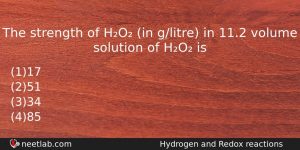 The Strength Of Ho In Glitre In 112 Volume Solution Chemistry Question