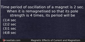 Time Period Of Oscillation Of A Magnet Is 2 Sec Physics Question