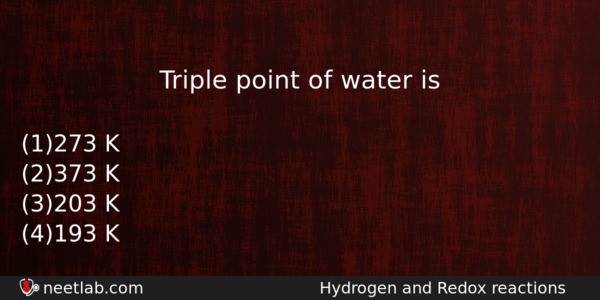 Triple Point Of Water Is Chemistry Question 