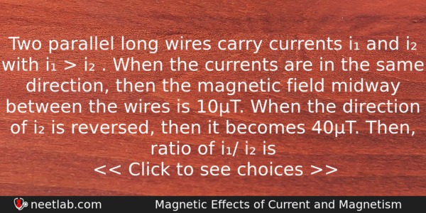Two Parallel Long Wires Carry Currents I And I With Physics Question 