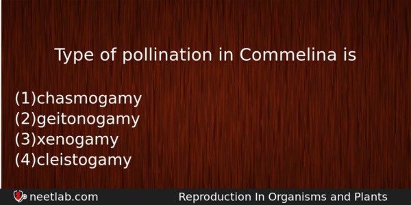 Type Of Pollination In Commelina Is Biology Question 