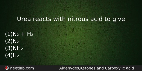 Urea Reacts With Nitrous Acid To Give Chemistry Question 