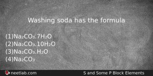 Washing Soda Has The Formula Chemistry Question