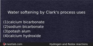 Water Softening By Clarks Process Uses Chemistry Question