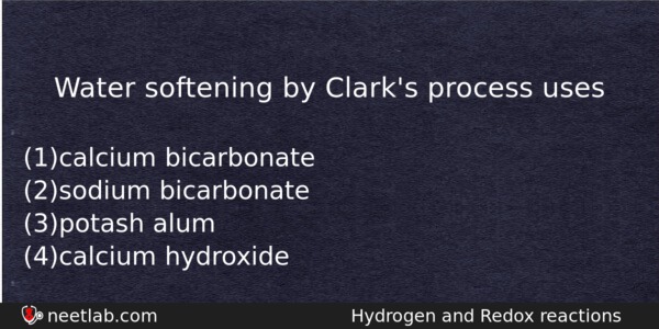 Water Softening By Clarks Process Uses Chemistry Question 