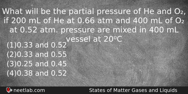 What Will Be The Partial Pressure Of He And O Chemistry Question 