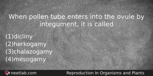 When Pollen Tube Enters Into The Ovule By Integument It Biology Question