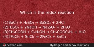 Which Is The Redox Reaction Chemistry Question