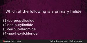 Which Of The Following Is A Primary Halide Chemistry Question