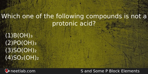Which One Of The Following Compounds Is Not A Protonic Chemistry Question 