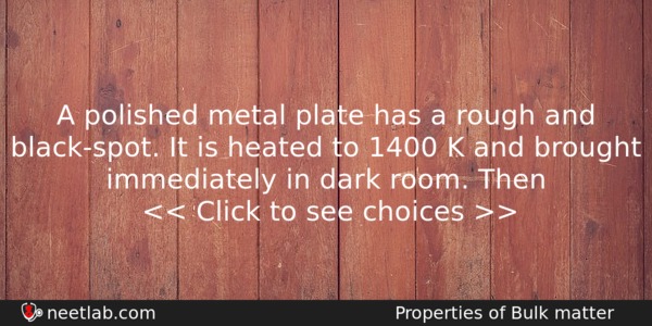 A Polished Metal Plate Has A Rough And Blackspot It Physics Question 