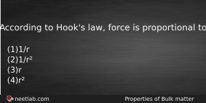 According To Hooks Law Force Is Proportional To Physics Question