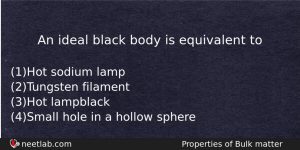 An Ideal Black Body Is Equivalent To Physics Question