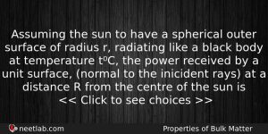 Assuming The Sun To Have A Spherical Outer Surface Of Physics Question