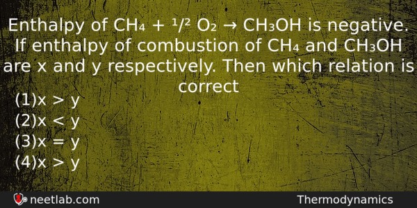 Enthalpy Of Ch O Choh Is Negative Chemistry Question 