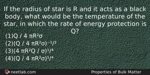 If The Radius Of Star Is R And It Acts Physics Question