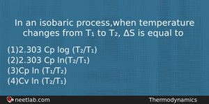 In An Isobaric Processwhen Temperature Changes From T To T Chemistry Question