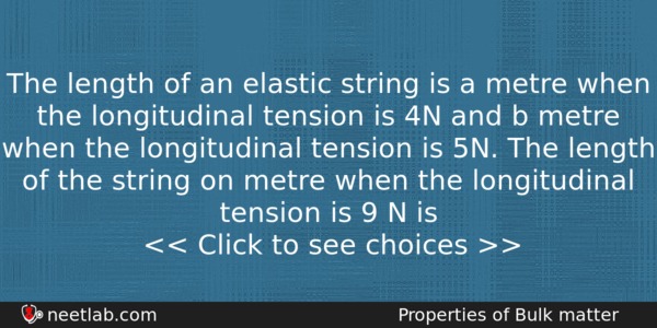 The Length Of An Elastic String Is A Metre When Physics Question 