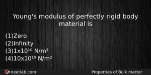 Youngs Modulus Of Perfectly Rigid Body Material Is Physics Question