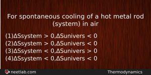 For Spontaneous Cooling Of A Hot Metal Rod System In Chemistry Question