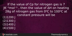 If The Value Of Cp For Nitrogen Gas Is 7 Chemistry Question