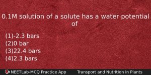 01m Solution Of A Solute Has A Water Potential Of Biology Question