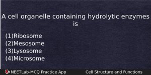 A Cell Organelle Containing Hydrolytic Enzymes Is Biology Question