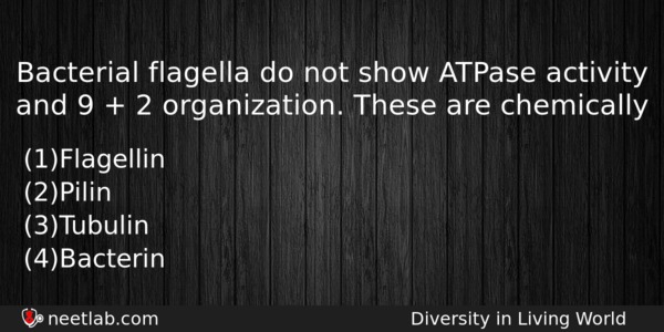 Bacterial Flagella Do Not Show Atpase Activity And 9 Biology Question 