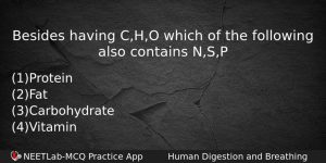 Besides Having Cho Which Of The Following Also Contains Nsp Biology Question