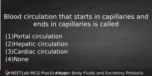Blood Circulation That Starts In Capillaries And Ends In Capillaries Biology Question