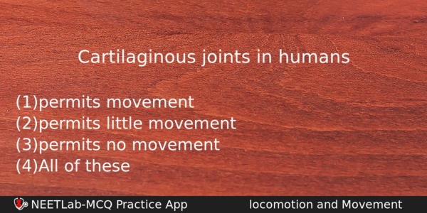 Cartilaginous Joints In Humans Biology Question 