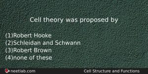Cell Theory Was Proposed By Biology Question