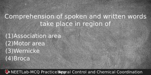 Comprehension Of Spoken And Written Words Take Place In Region Biology Question