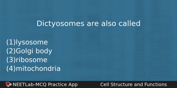 Dictyosomes Are Also Called Biology Question 