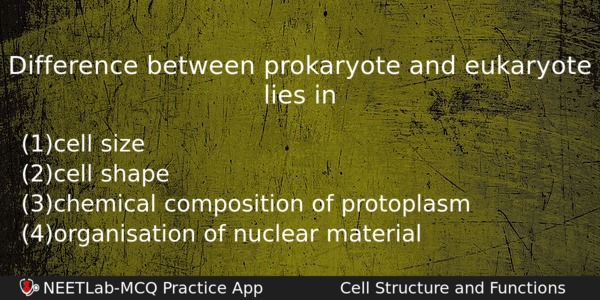 Difference Between Prokaryote And Eukaryote Lies In Biology Question 