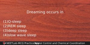 Dreaming Occurs In Biology Question