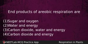 End Products Of Areobic Respiration Are Biology Question