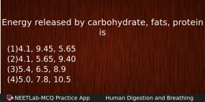 Energy Released By Carbohydrate Fats Protein Is Biology Question