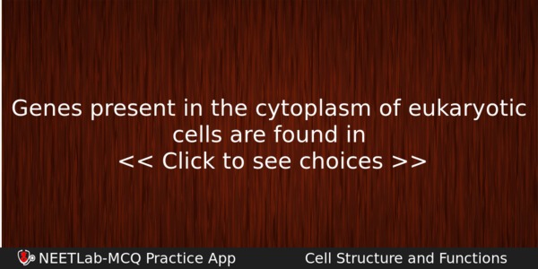 Genes Present In The Cytoplasm Of Eukaryotic Cells Are Found Biology Question 